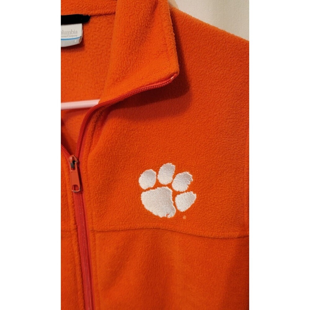 COLUMBIA-CLEMSON TIGERS-Orange Poly Fleece, Full Zip Logo Jacket-(Small) - Picture 4 of 6